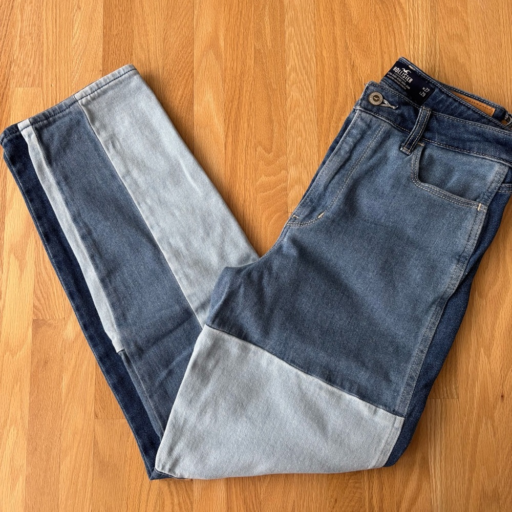Hollister Women’s Patchwork High Waisted Blue Jeans
